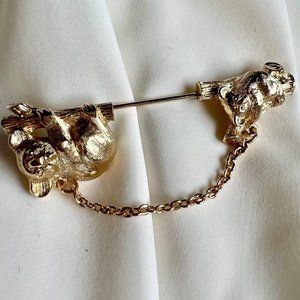 Vintage AVON Gold Tone Chain Stick Pin Koala Bear Animal Estate Brooch
